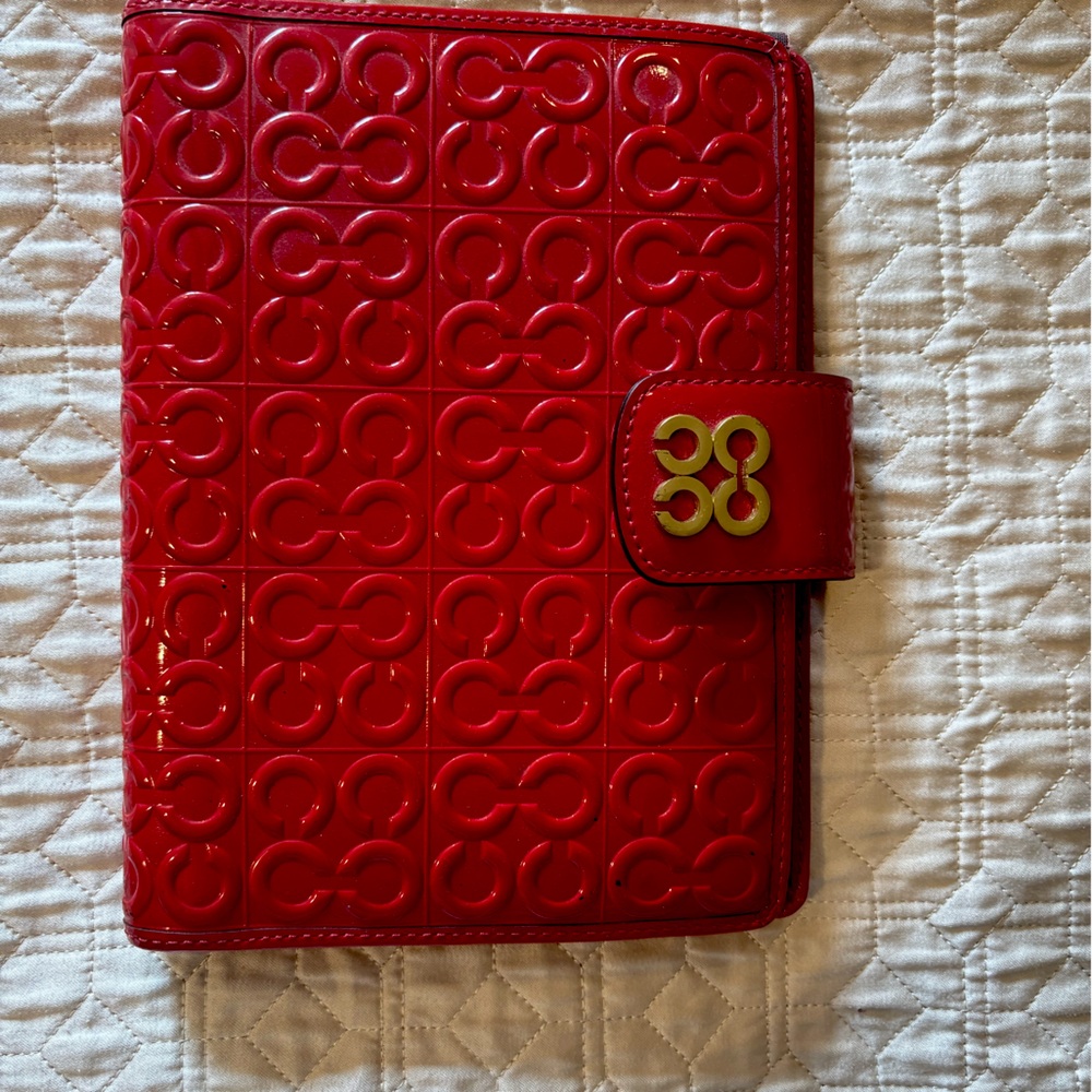 Coach Red Patent Leather Embossed Daily Planner